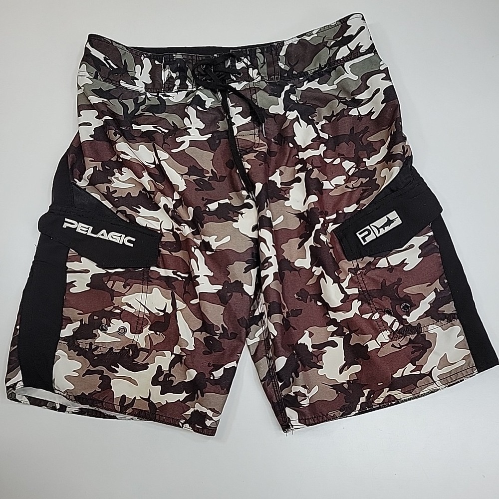 Pelagic Camo Board Shorts Mens 32 Fishing Surf Swim Performance Super Comfy